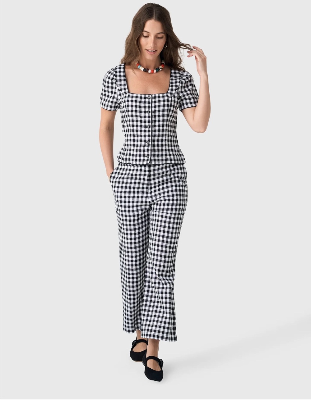 Ciao Lucia Black & White Gingham Two-Piece Set